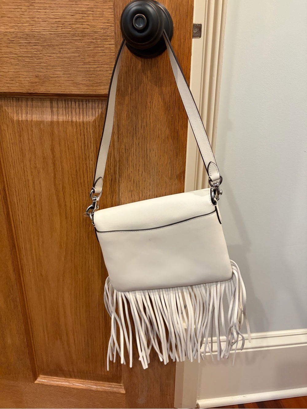 coach white leather fringe bag - Picture 2 of 5